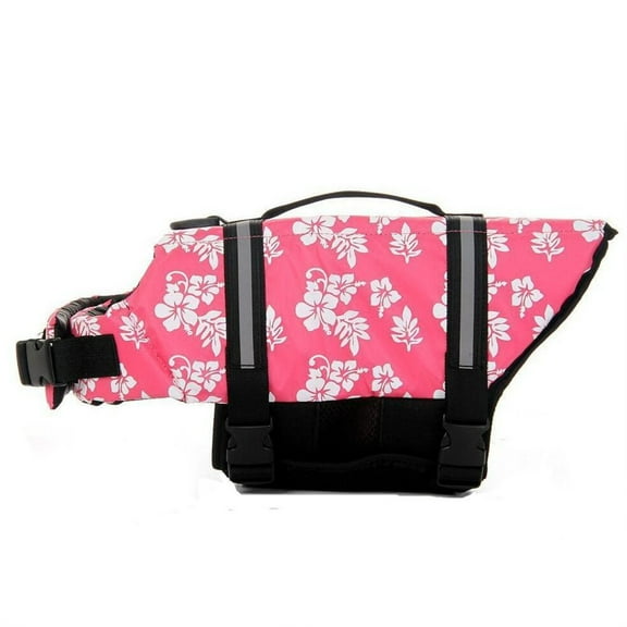 Life Jacket for Dog,Pink with White Printing Swimming Suit with Reflective Strip,Dog Life Jacket with Adjustable Belt,Pet Saver Float Vest for Water Sport