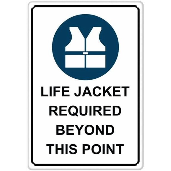 Life Jacket Required Beyond This Point Aluminum Tin Sign Indoor Or Signs For Home Kitchen Farm Garden Garage Wall Decor 12X8Inch