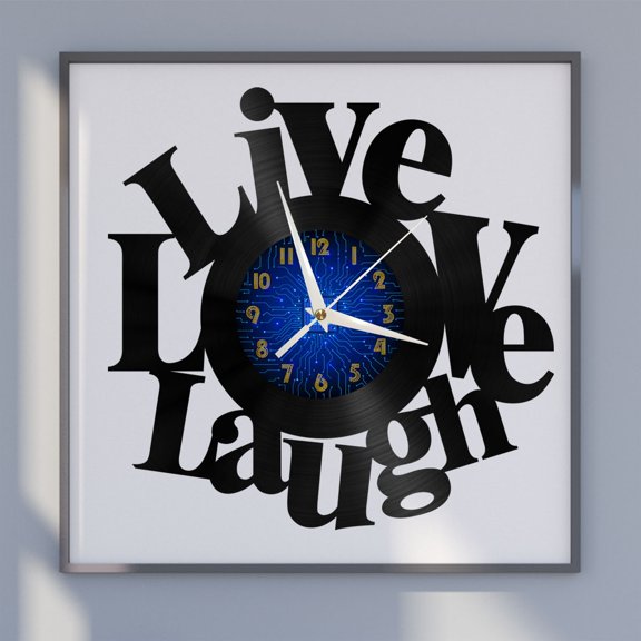 Life is Laugh 12 Inch Vinyl Record Wall Clock - Silent, Creative, and Unique Clock for Living Room, Entryway, or Bedroom Decor - Perfect Gift Idea(12 inchs B without LED)