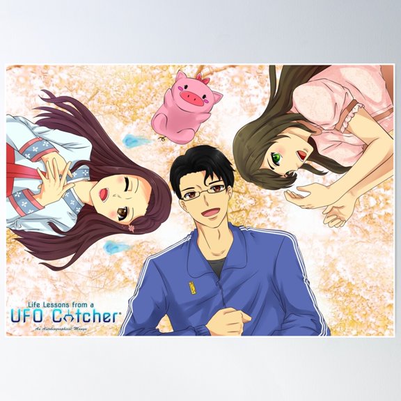 Life Lessons From A Ufo Catcher: Chillaxing! (Gold Bg) Poster Wall Art, Modern Wall Decor For Living Room Bedroom, 12x18 UNFRAMED