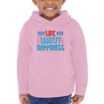 thumbnail image 1 of Life Liberty Happiness Neon Hoodie Toddler -Image by Shutterstock,  5 Toddler, 1 of 4