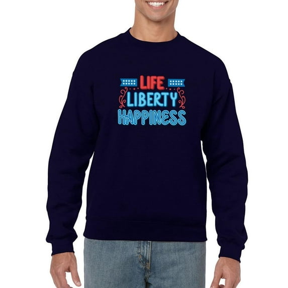 Life Liberty Happiness Neon Sweatshirt Men -Image by Shutterstock, Male 4X-Large
