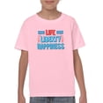 thumbnail image 1 of Life Liberty Happiness Neon T-Shirt Juniors -Image by Shutterstock,  Small, 1 of 4