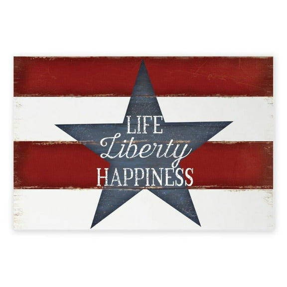 Life Liberty Happiness Rustic Wood Sign 12x18 (Unframed)