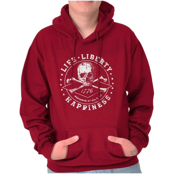 Life Liberty Happiness Skull Bones Hoodie Sweatshirt Women Men Brisco Brands M