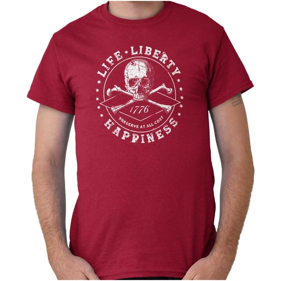 Life Liberty Happiness Skull Bones Men's Graphic T Shirt Tees Brisco Brands S