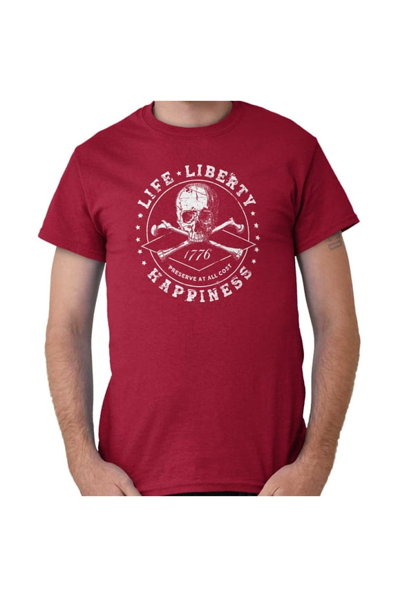 Life Liberty Happiness Skull Bones Plus Size Crewneck Graphic Tee Shirt Brisco Brands 3X