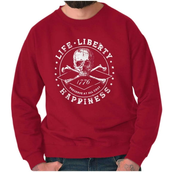Life Liberty Happiness Skull Bones Sweatshirt for Men or Women Brisco Brands S