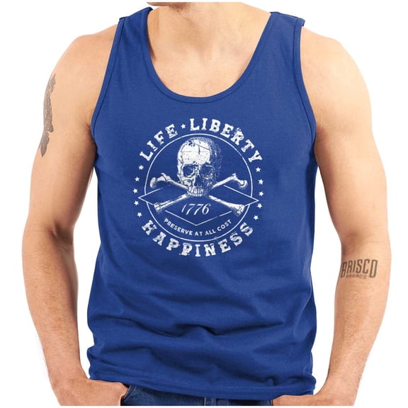 Life Liberty Happiness Skull Bones Tank Top T Shirts Men Women Brisco Brands X