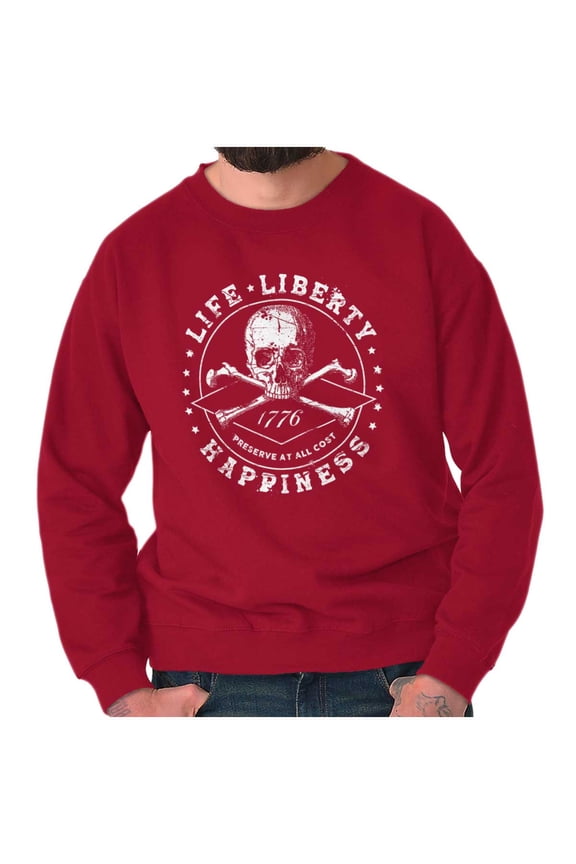 Life Liberty Happiness Skull Bones Unisex Plus Fleece Graphic Sweatshirt Brisco Brands 3X