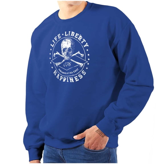 Life Liberty Happiness Skull Bones Unisex Plus Fleece Graphic Sweatshirt Brisco Brands 4X