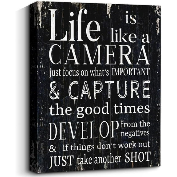 Life is Like a Camera Wall Art Vintage Inspirational Wall Decor for Home Décor Office Motivational Unframed Encouraging Quotes Sayings Wall Plaquech Inspirational Gift for Men Women
