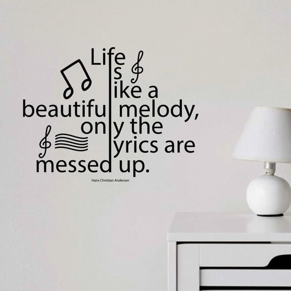 Life Is Like A Melody - Hans Christian Andersen Music Quotes Song Lyrics Festival Concert Wall Art Designs Decor Vinyl Stickers For Studio Home Cars Rooms Windows Bedroom Decoration Size (12x15 inch)