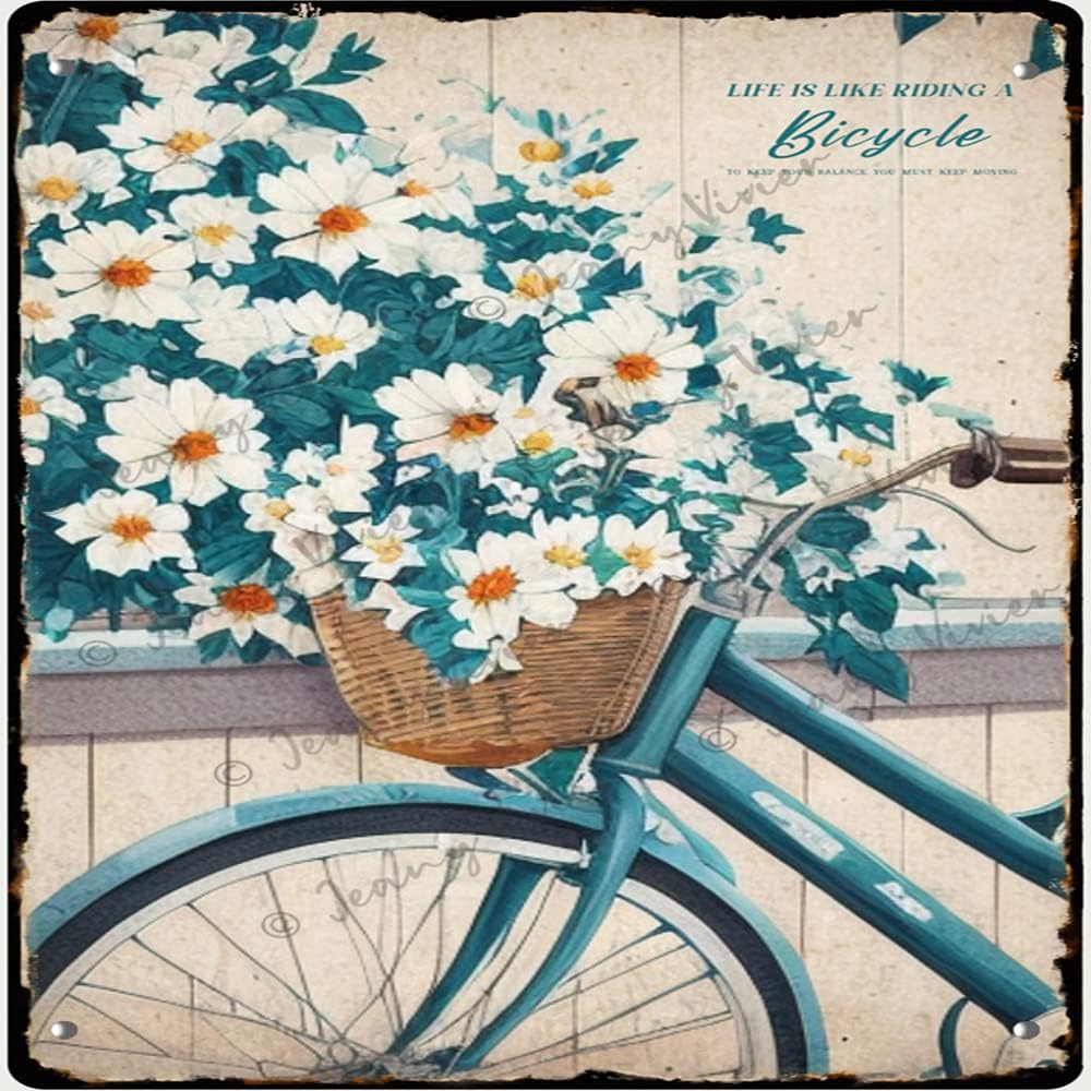 Life is Like Riding A Bicycle Metal Tin Sign Vintage Retro Wall Decor ...