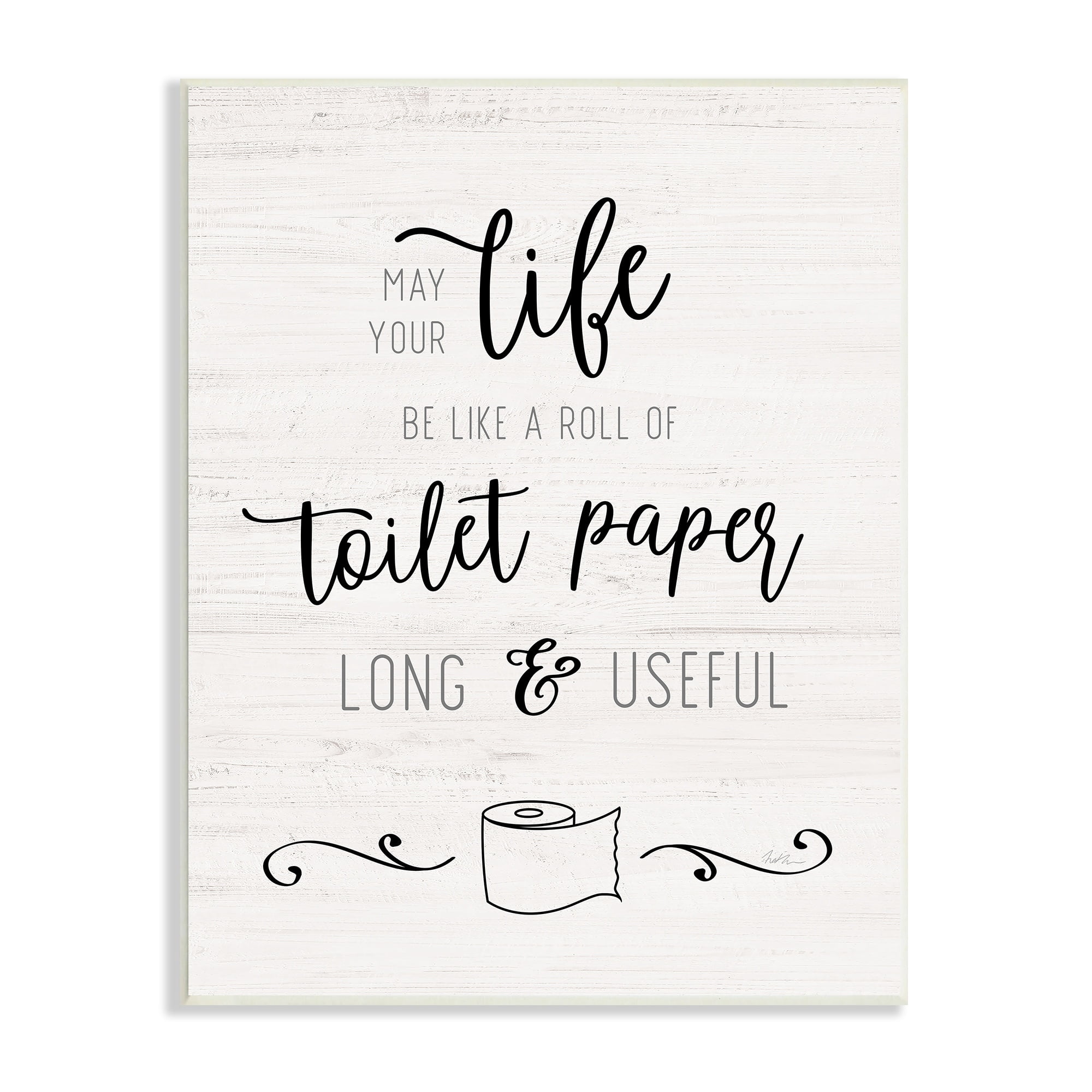 Stupell Industries Life Like Toilet Paper Roll Long and Useful Phrase, 10 x 15, Design by Natalie Carpentieri