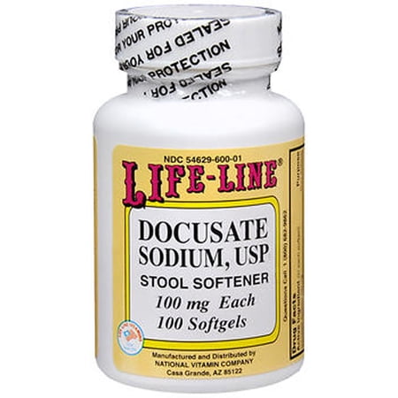 Life-Line Docusate Sodium, USP Stool Softener 100 mg Softgels - 100 ct