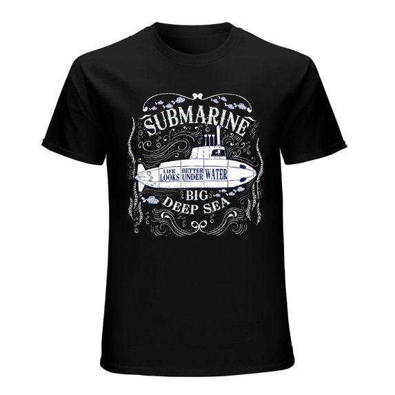 Life Looks Water Vintage T-shirt Mens Cotton Classic Crewneck Short Sleeve Tees Unisex Black XL