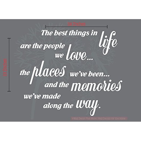 Life Love Memories Wall Decal Quote Vinyl Lettering Wall Sticker for Home Dcor, 28x23-Inch, White