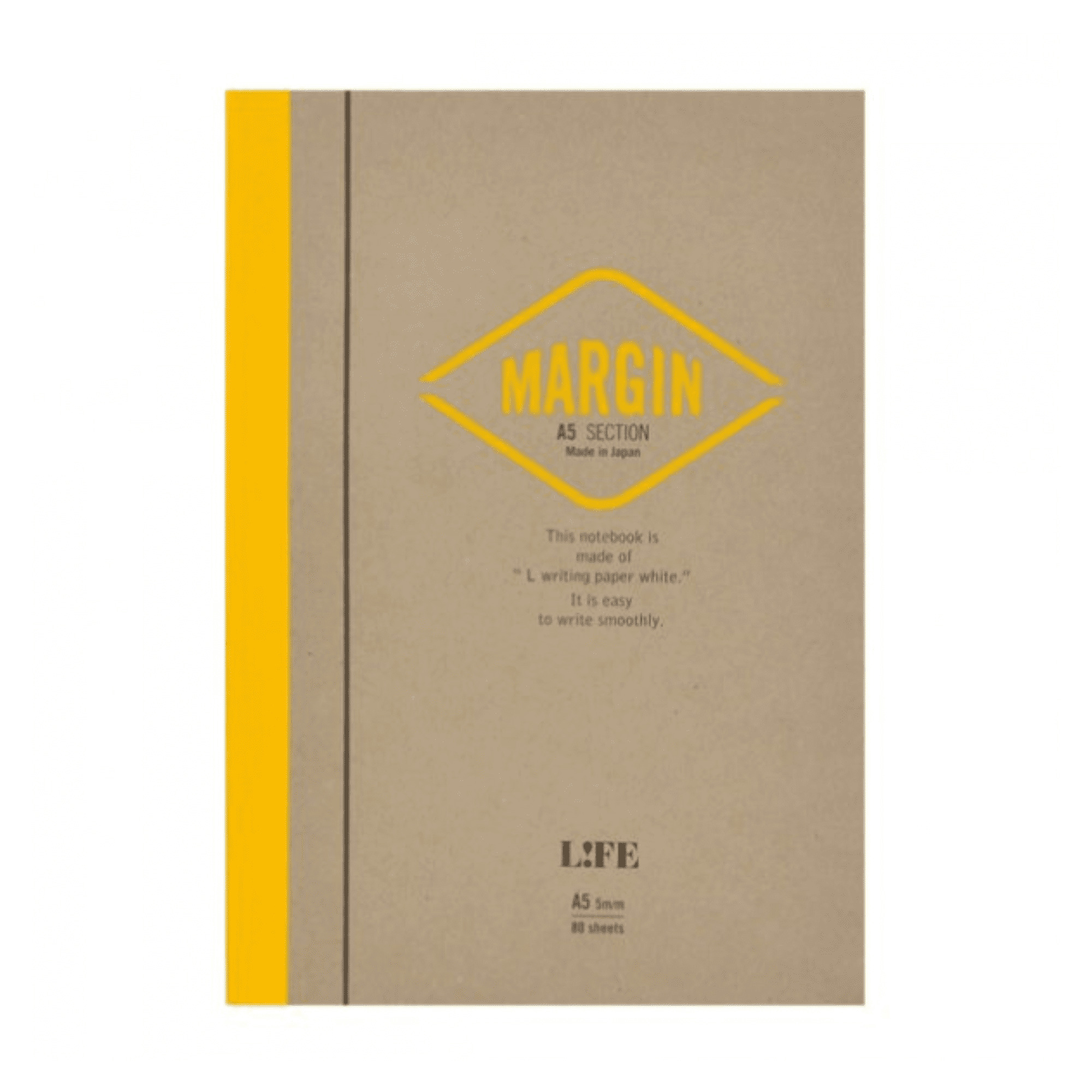 Life Margin Bound On Side Notebooks: 6 in x 8 in. (Tan/Yellow Cover, Gridded Pages)