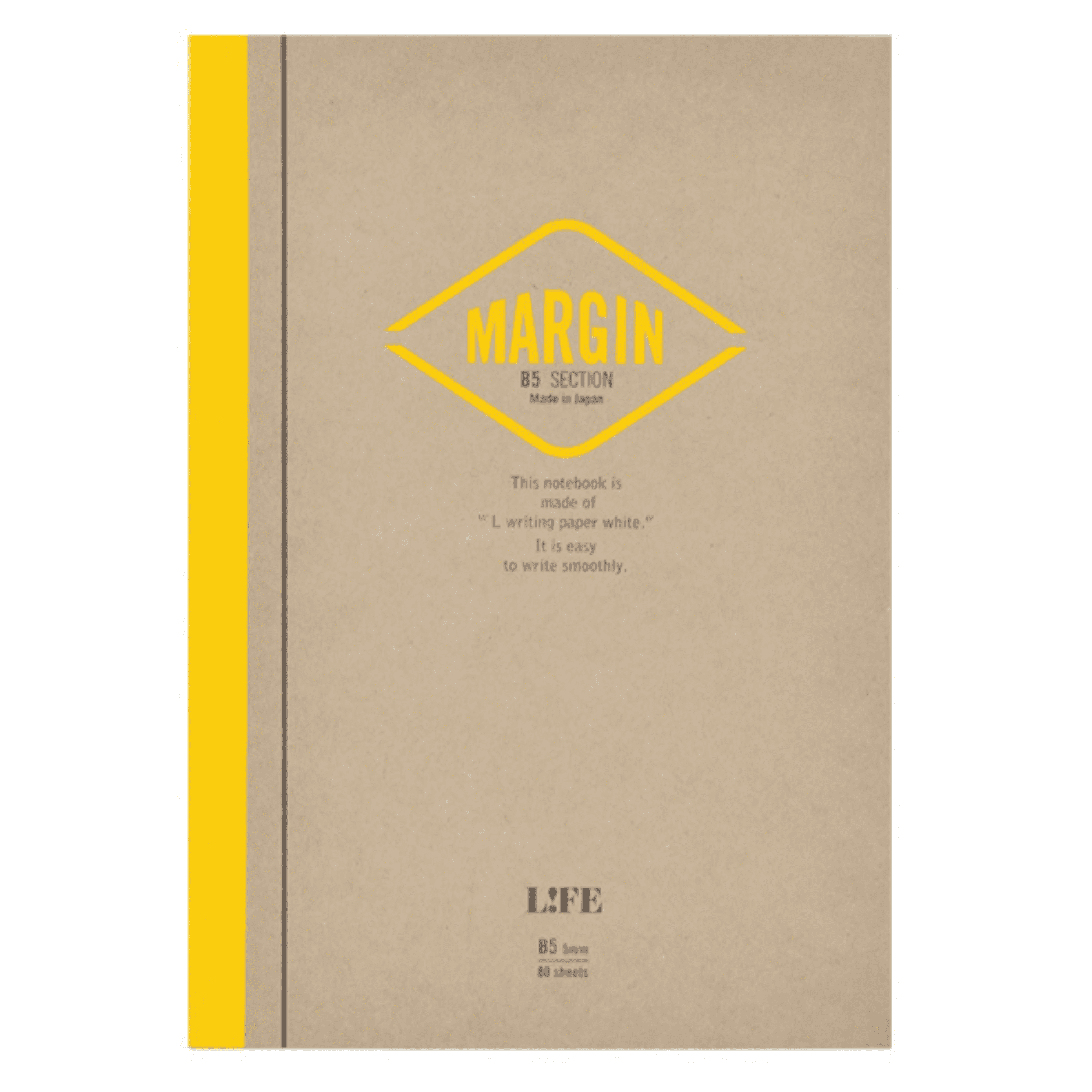 Life Margin Bound On Side Notebooks: 7 in x 10 in. (Tan/Yellow Cover, Gridded Pages)