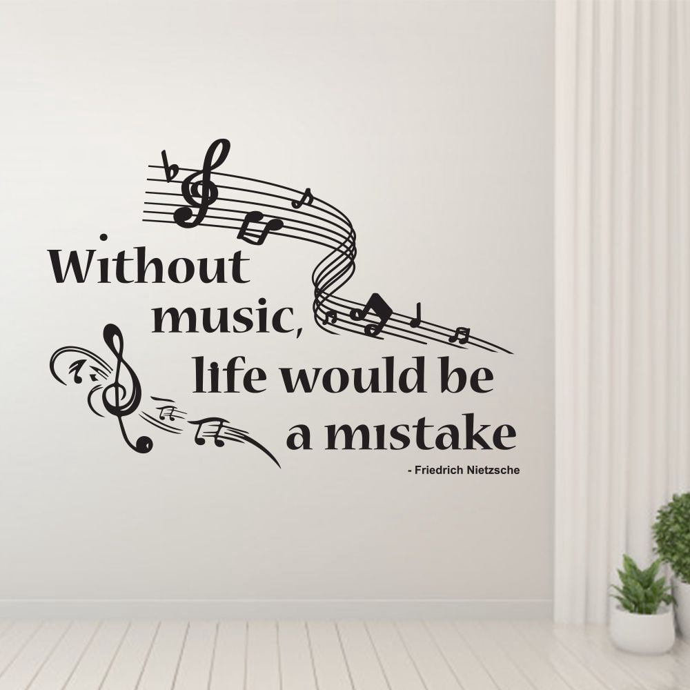 No Music Life Is Mistake Typography Art Teppich main image 0