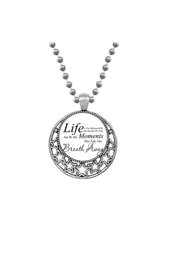 Life Moments Breath Quote Necklaces Pendant Retro Moon Stars Jewelry