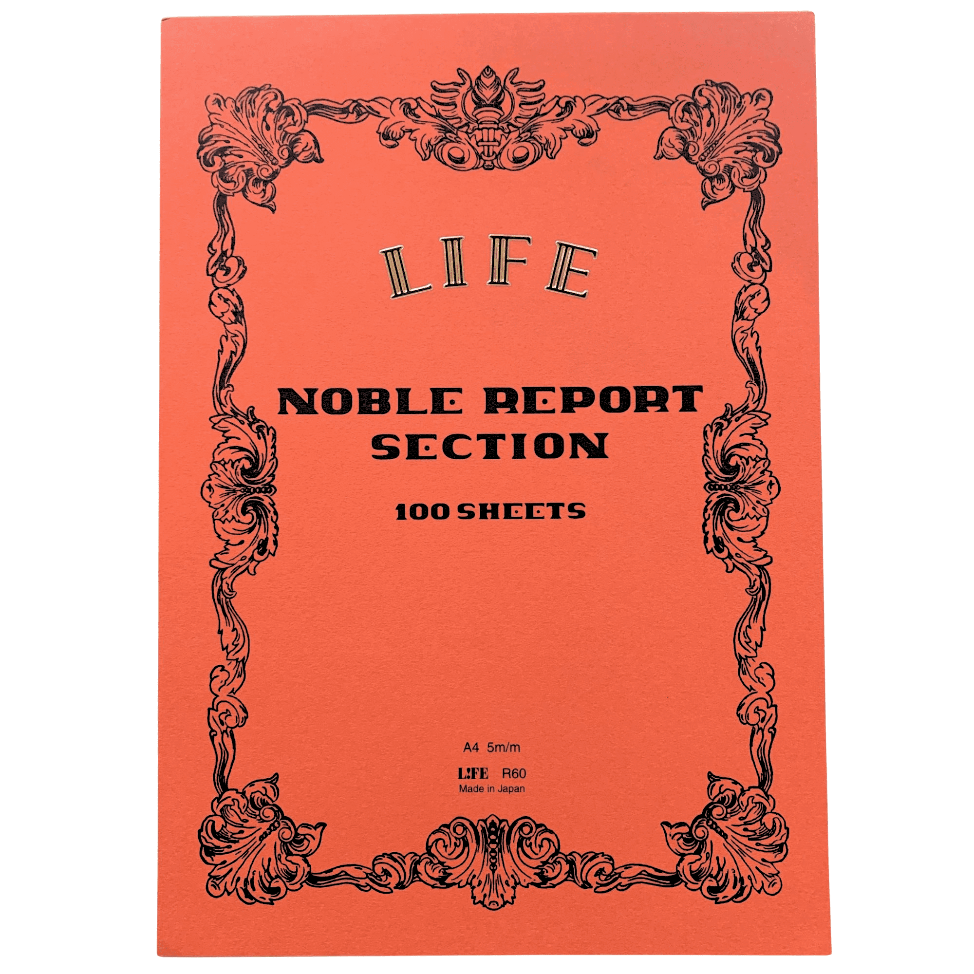Life Noble Section Notepad [Bound On Top]: 8 in. x 12 in. (Orange Cover, Gridded Pages)