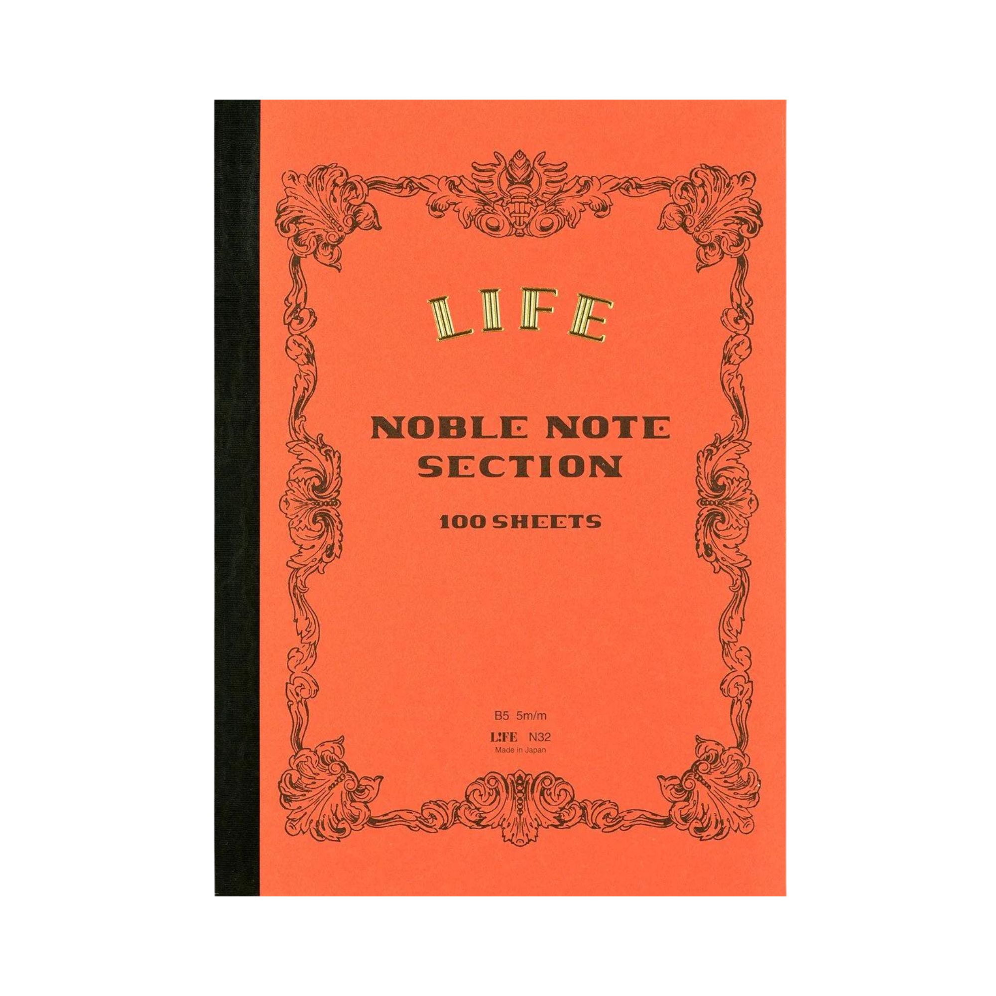 Life Noble Notes Bound On Side Stitched Notebooks: 7 in x 10 in. (Orange Cover, Gridded Pages)