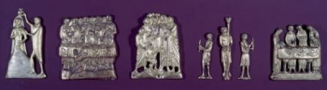 Life Of Christ Five Groups Of Relief Applique 13th Century Limoges Gilt Copper Canvas Art - (24 x 36)