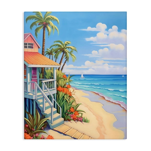 Stupell Industries Life On The Beach Bungalow Canvas Wall Art, design by LSR Design Studio, 30 x 24