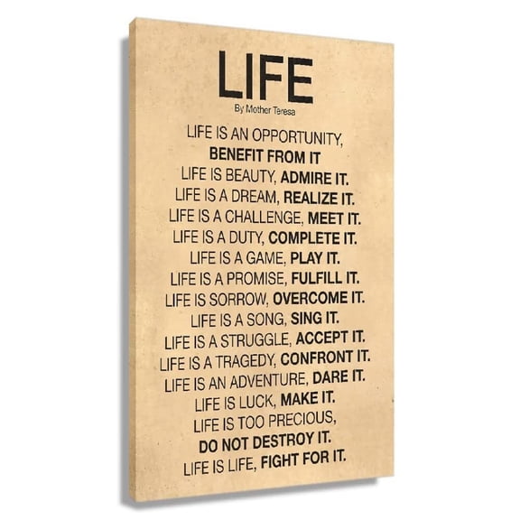 Life Poem by Quotes Wall Art Framed Inspirational Quotes Poster Office Decor Modern Vintage Canvas Motivational Pictures Prints
