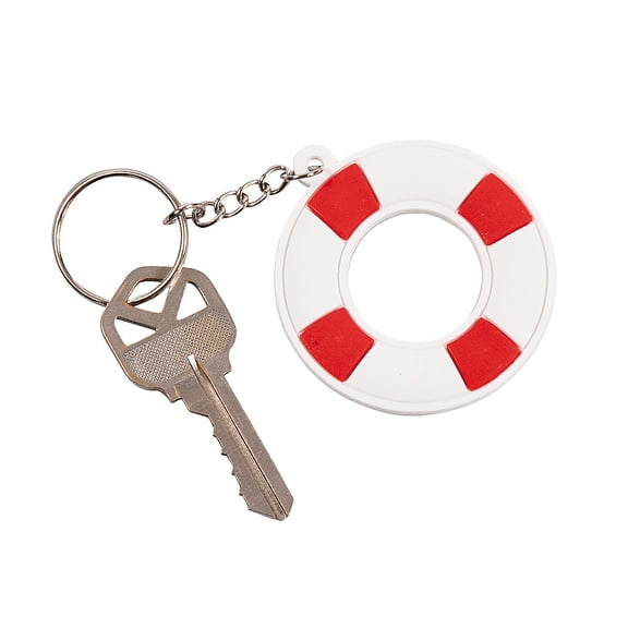 Life Preserver Rubber Key Chains - Party Favors - 12 Pieces