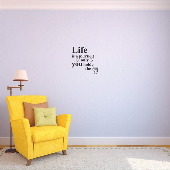 Life Quotes Art Lettering Wall Decal | Life Is A Journey Only You Hold The Key Design Vinyl Adhesive Home Sticker Decoration 20" x 40"