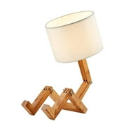Life Robot Wooden Table Lamp Adjustable Folding Shape E27 Base for Living Room Bedroom Bedside Office
