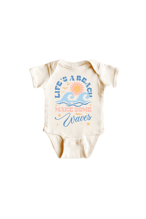 Life'S Beach Waves Summer Newborn Baby Bodysuit