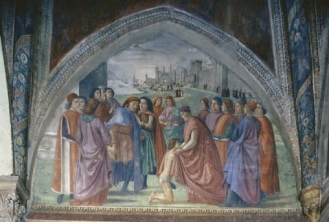 Life of Saint Francis Renunciation of Worldly Goods 1482-85 Domenico Ghirlandaio (1449-1494 Italian) Fresco Sassetti Chapel Santa Trinita Florence Italy Canvas Art - Domenico Ghirlandaio (18 x 24)