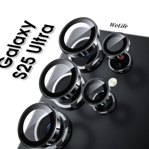 We Life for Samsung Galaxy S25 Ultra Camera Lens Protector, Individual Lens Protectors, Ultra-Thin Tempered Glass with Aluminum Edging, Case Friendly, 1 Set, Black