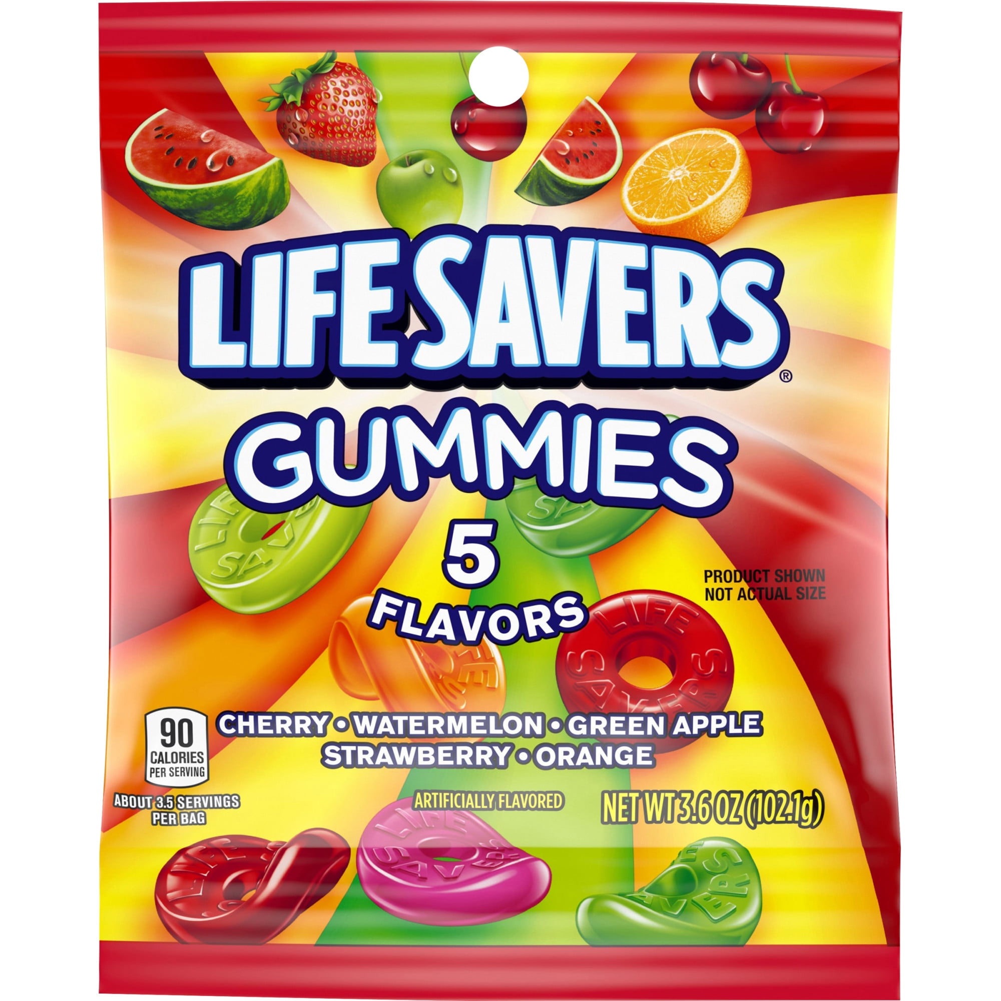 Life Savers 5 Flavors Gummies Candy Bag, 3.6 oz