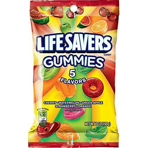 Life Savers 5 Flavors Gummies Candy Bag 7 Ounce (Pack of 48)