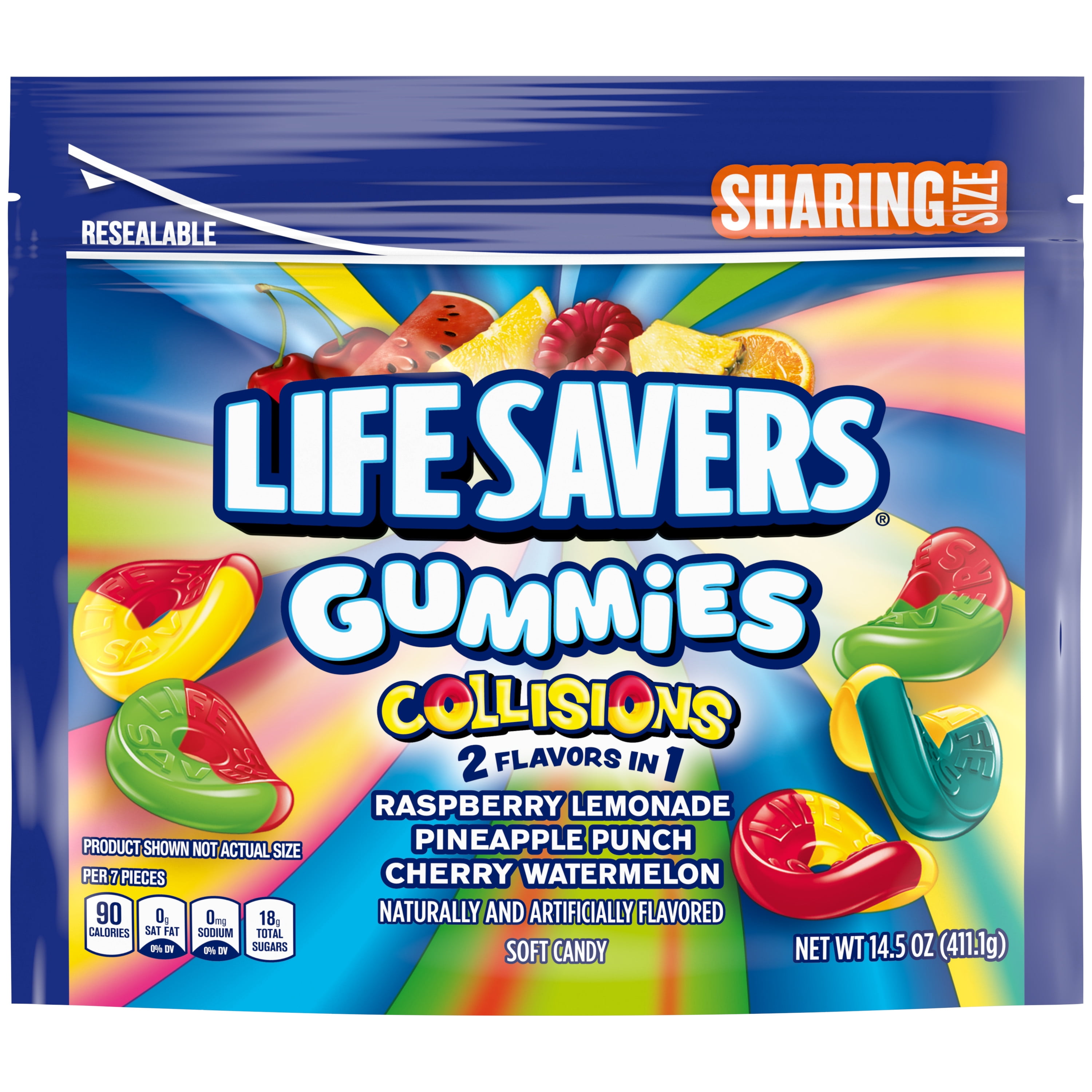 Life Savers Gummies Collisions Gummy Candy Fruit Mix, Sharing Size - 14.5 oz Resealable Bag