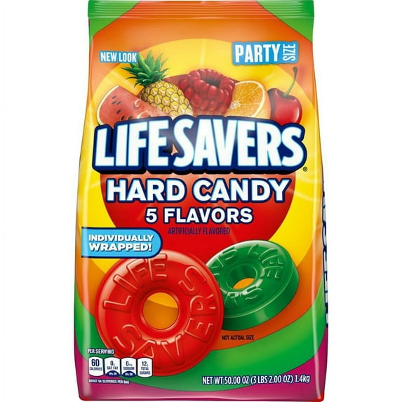 Life Savers Hard Candy - Cherry, Raspberry, Watermelon, Orange, Pineapple - Individually Wrapped - 3.12 lb - 1 Each | Bundle of 2 Each