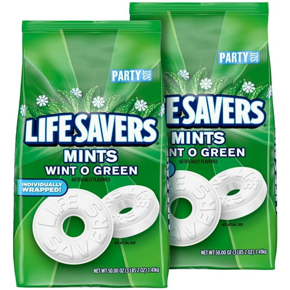 Life Savers Mints Wint-O-Green Hard Candy, 50 Oz Party Size Bag (Pack Of 2)