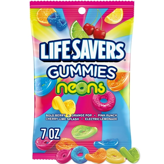 Life Savers Neons Gummy Candy, 7 oz Bag