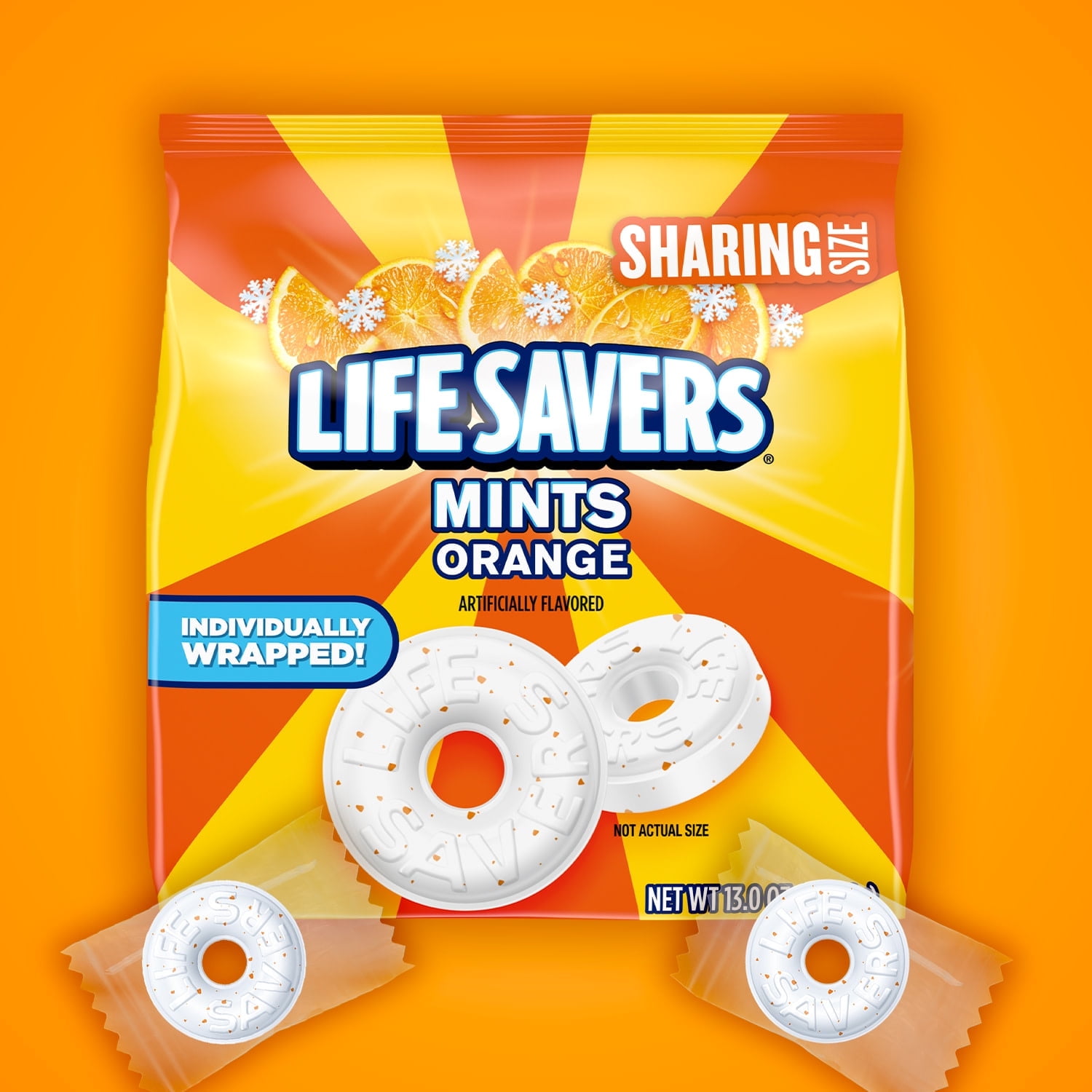 Life Savers Orange Breath Mint Hard Candy, Sharing Size - 13 oz Wrapped Bag 1 Pack