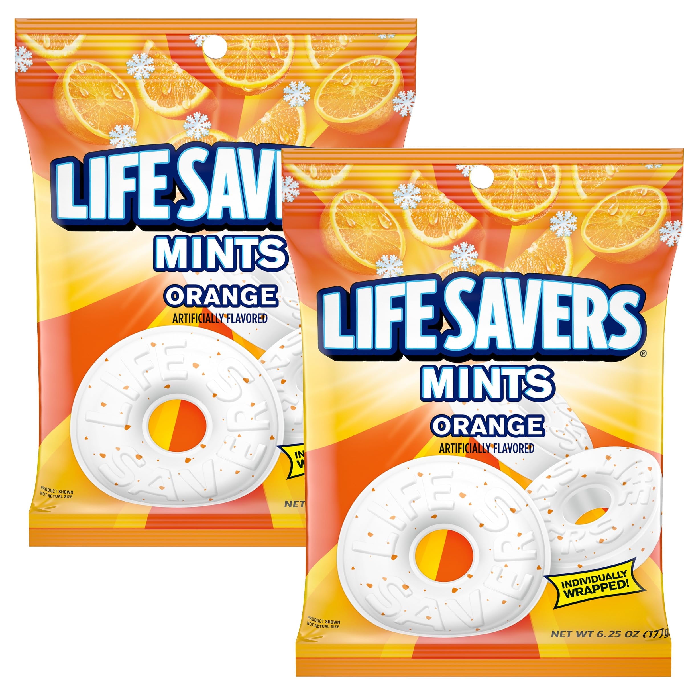 Life Savers Orange Mints Bag, 6.25 Ounce (Pack of 2), Orange Breath Mints