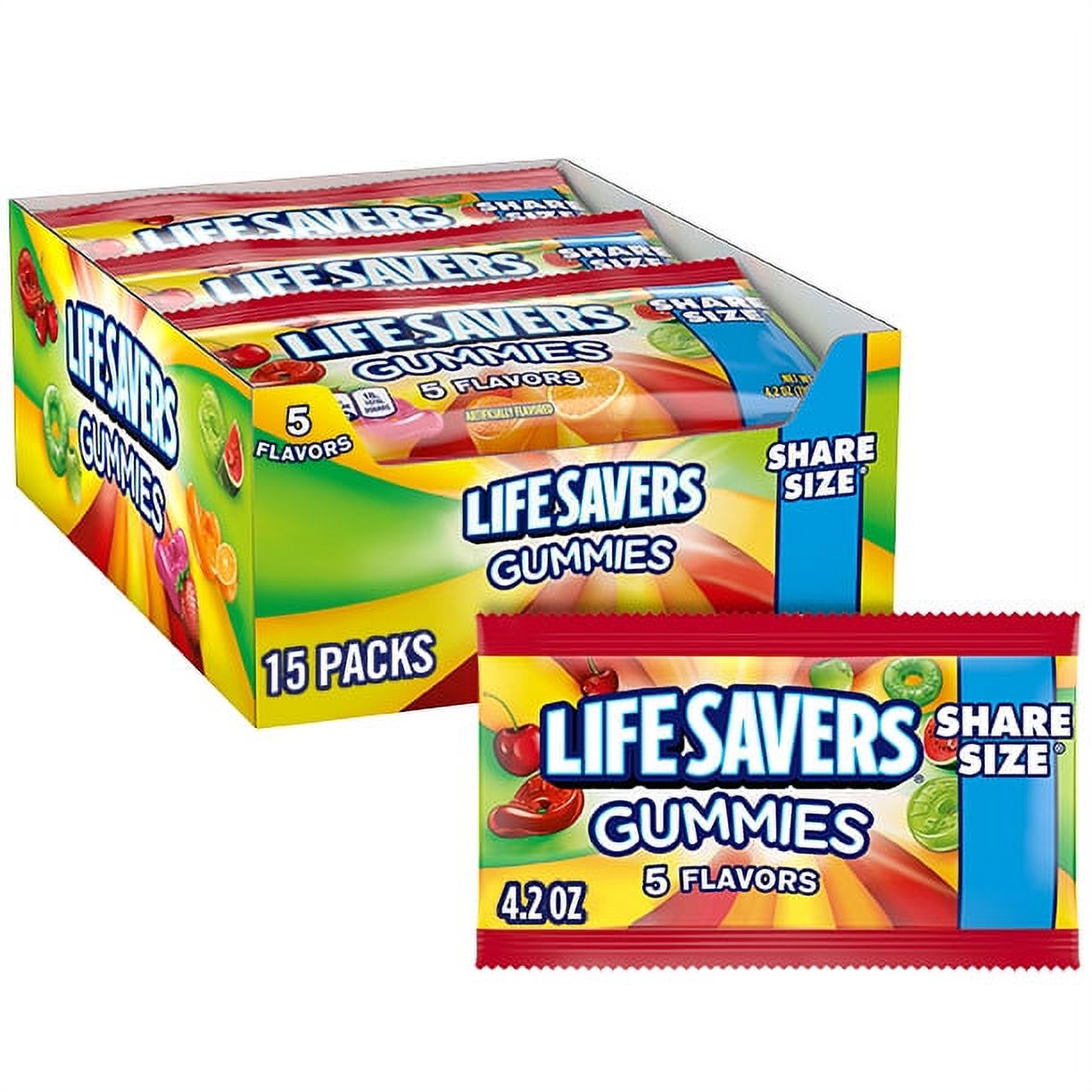 Life Savers Original 5 Flavors Gummy Candy Share Size 15 Ct Box Chewy Individually Wrapped