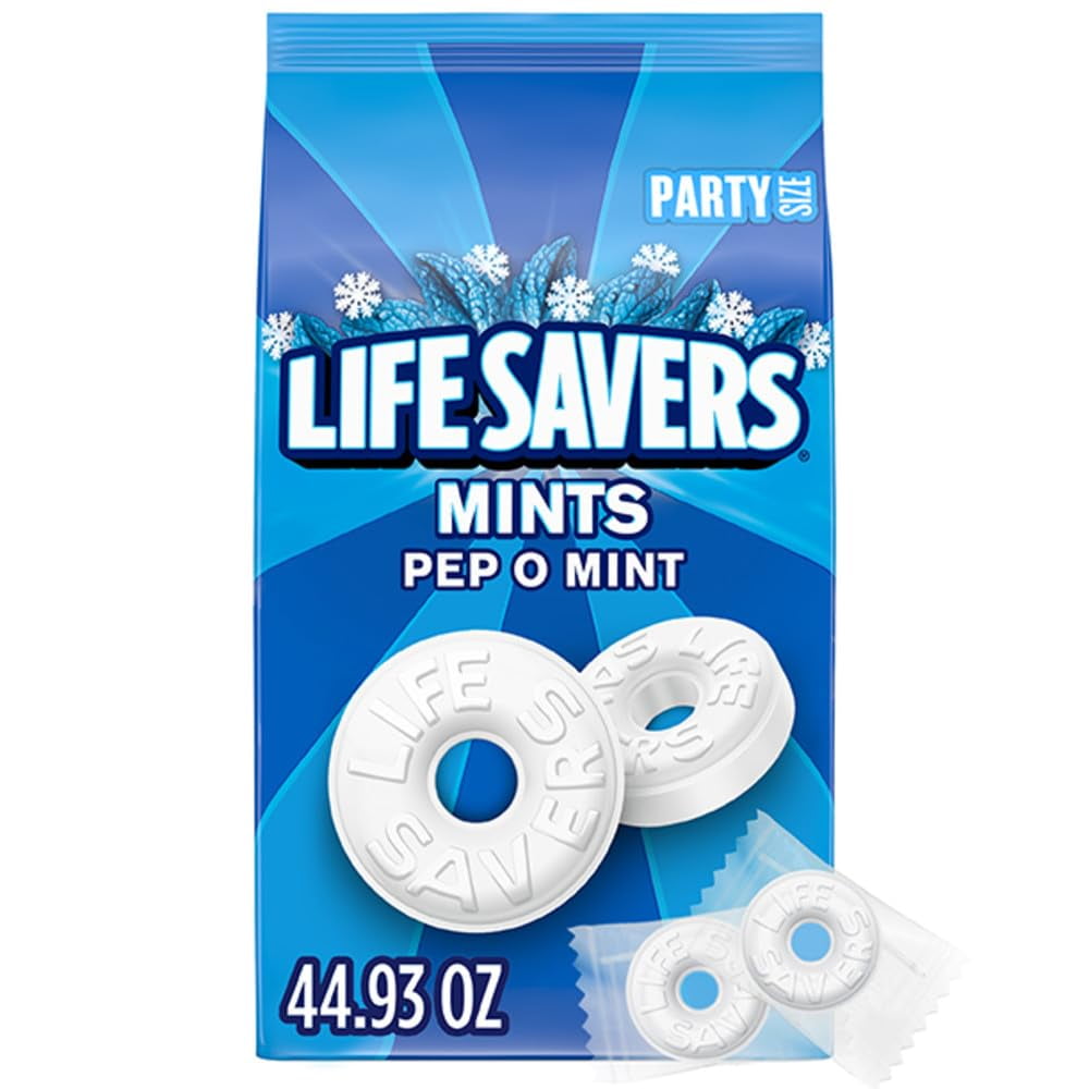 Life Savers Pep-O-Mint Breath Mint Bulk Hard Candy, Party Size, 44.93 Oz Bag Packaging May Vary - Pack of 3