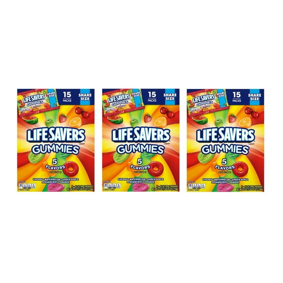 Life Savers Share Size Gummies, 5 Flavors, 4.2 oz, 15 ct 3PK