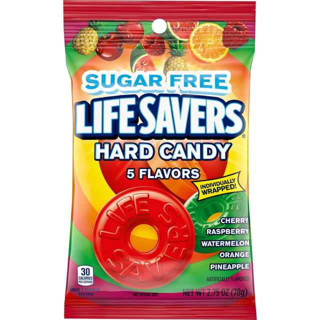 Life Savers, Sugar Free 5 Flavors Hard Candy Bag, 2.75 Ounce