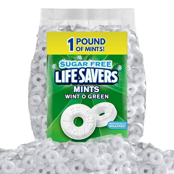 Life Savers Sugar Free Mints Wint-O-Green, Individually Wrapped, Bulk Value Pack - 1 lb